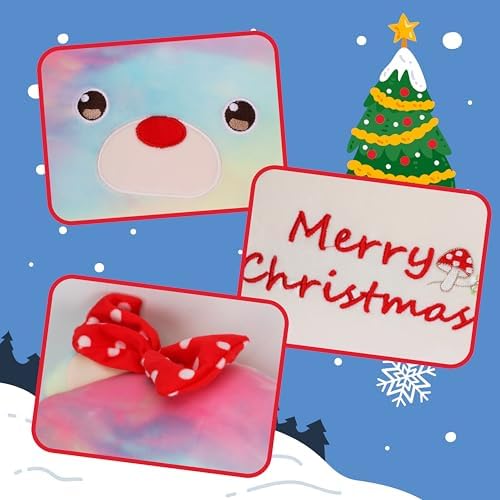 Easfan 12 Christmas Rainbow Bear Plush Pillow