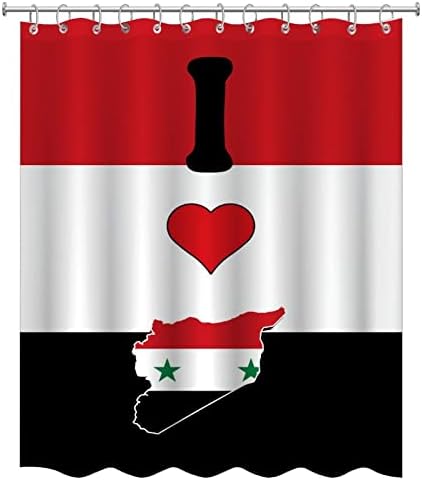 VEHFA I Love My Country Syria Shower Curtain with 12 Hooks Polygons