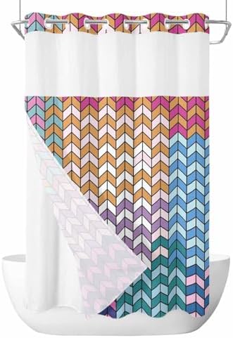 Stylish No-Hook Shower Curtains Set for Home Use 54x78