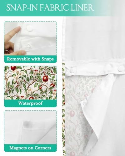 Stylish No Hook Shower Curtains with Snap-in Liner for Home Kitchen