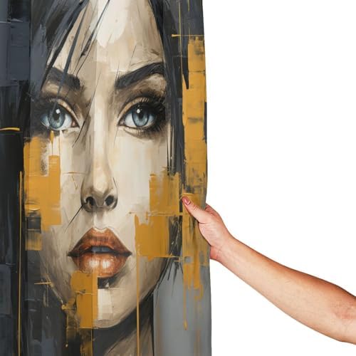 DAOWANGZUO Luxury Oil Painting Boho Face Shower Curtain Set