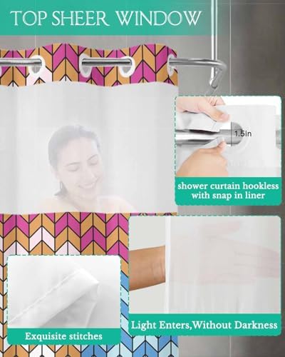 Stylish No-Hook Shower Curtains Set for Home Use 54x78