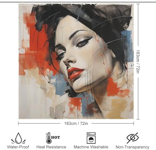 DAOWANGZUO Black Hair Girl Boho 72x72 Shower Curtain Set for Bathroom