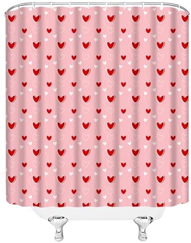 Cute Heart Valentines shower curtain set 70x70 inches 180x180cm