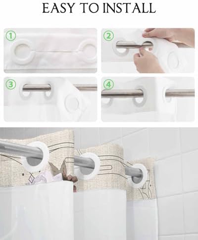 No Hook Botanical Heart Shower Curtain Set 54x78