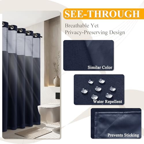 No Hooks Needed Luxury Water-Resistant and Easy-Wash Linen Shower Curtain Set