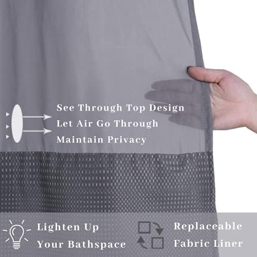 Ecoehoe Folding 36 x 72 Shower Curtain Set with Magnet Liner