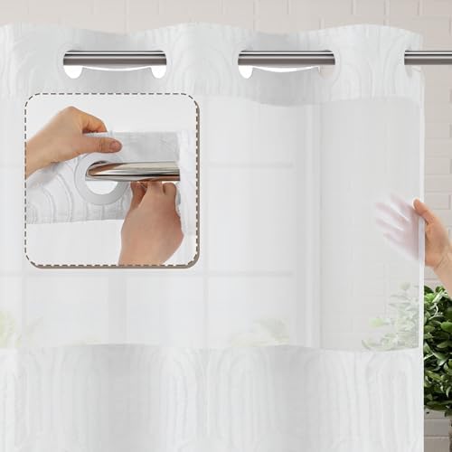ROSERY No Hooks Shower Curtain Set for Bathroom
