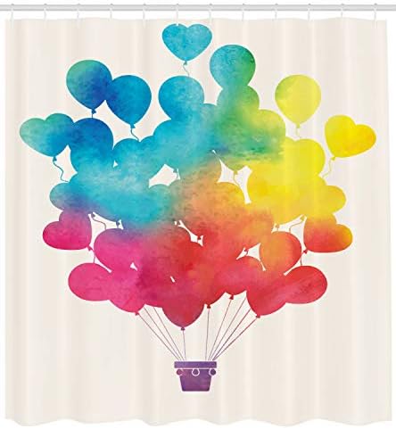 Ambesonne Watercolor Shower Curtain Happy Chevron Print