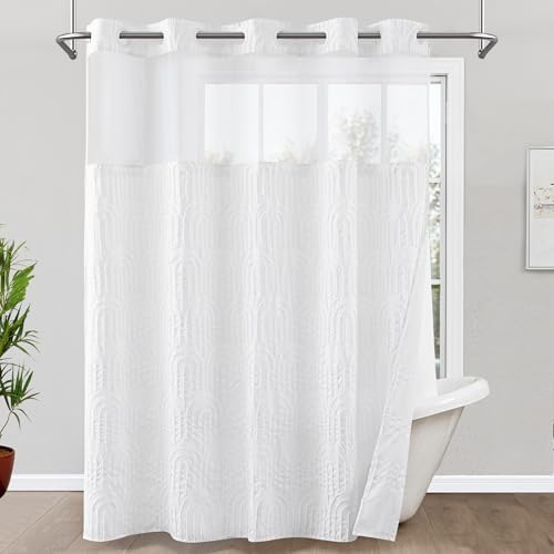 ROSERY No Hooks Shower Curtain Set for Bathroom