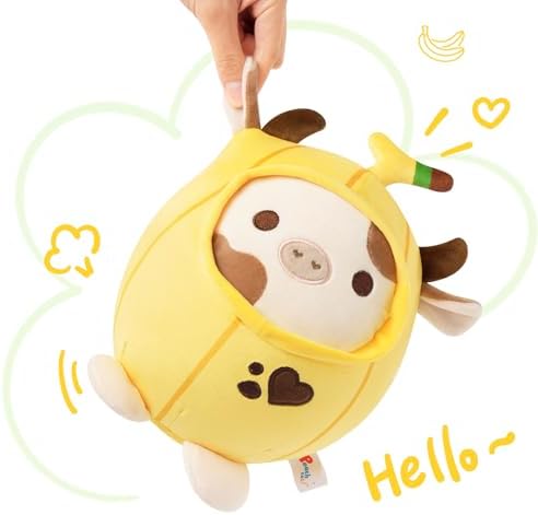 PEACH CAT Banana Cow Plush Pillow for Kids