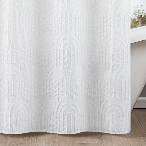 ROSERY No Hooks Shower Curtain Set for Bathroom