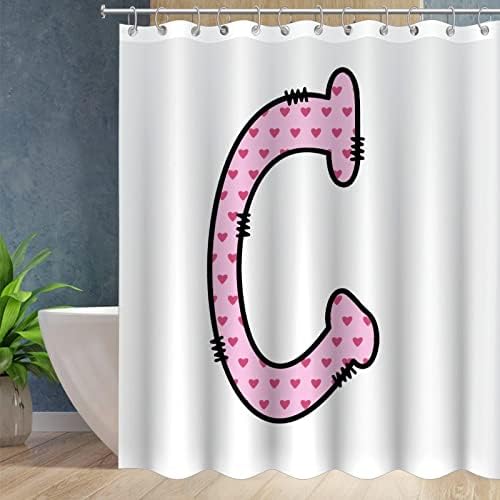 Cute Pink Heart Monogram Initial Shower Curtain