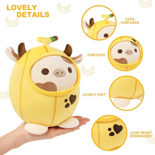 PEACH CAT Banana Cow Plush Pillow for Kids