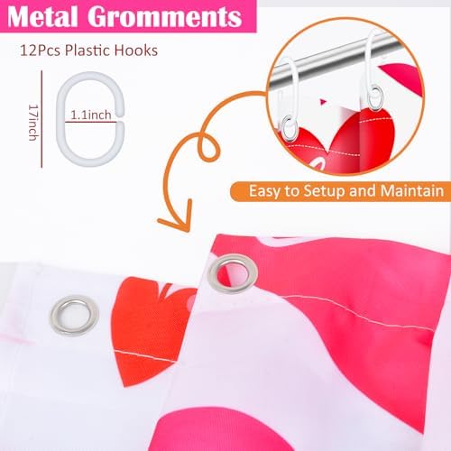 Nidoul Valentines Day Shower Curtain Set 72x72 Inch