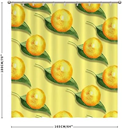 Fruit Pattern 65x71 Lemon shower curtain liner waterproof polyester with hook closure
