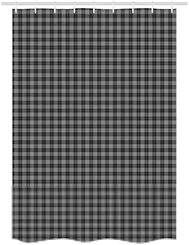 Perfect Grey Plaid Stall Shower Curtain - Ambesonne Gingham Design with Dust Pearl