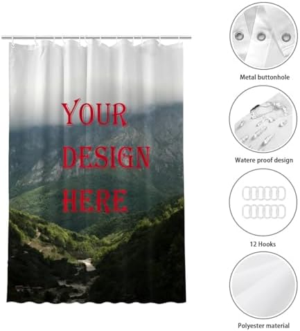 Personalized Shower Curtain with 12 Hooks - 55x72 Inch