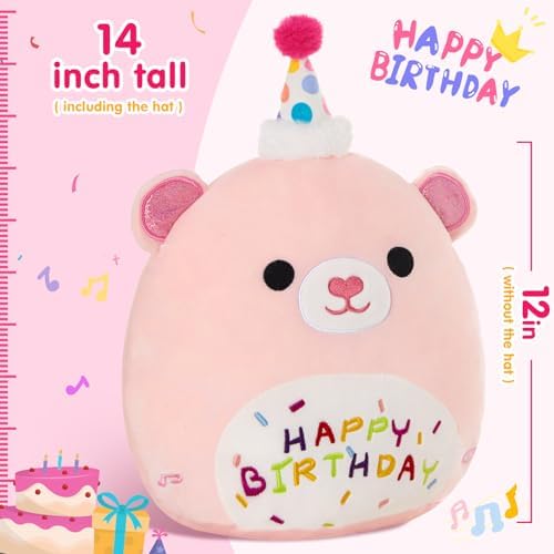 Happy Birthday Teddy Bear Glow Singing Plush Pillow