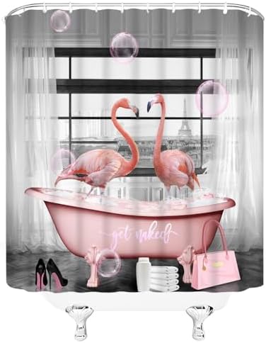 Relax in Style with Pink Flamingo Shower Curtain Set