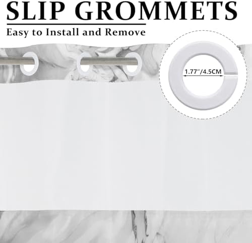 No Hook Marble Shower Curtain