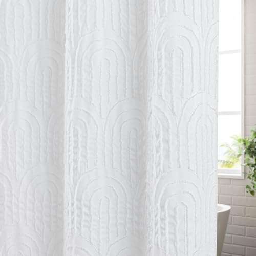 ROSERY No Hooks Shower Curtain Set for Bathroom