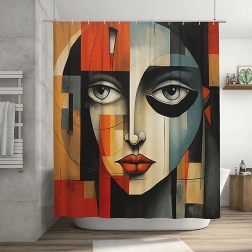 DAOWANGZUO Boho Face Shower Curtain Set Luxury Oil Painting Design