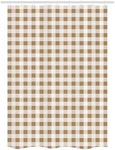 Lunarable Retro Set - Checkered Grid Geometric shower curtain with hooks