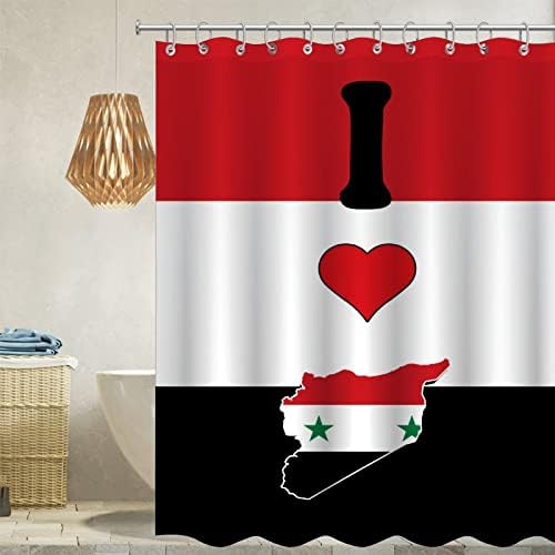 VEHFA I Love My Country Syria Shower Curtain with 12 Hooks Polygons