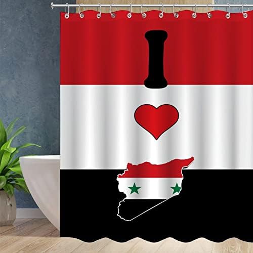 VEHFA I Love My Country Syria Shower Curtain with 12 Hooks Polygons