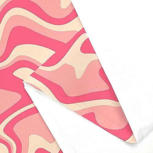 Aesthetic 70s Abstract Wavy Swirl Shower Curtain - Sage Pink