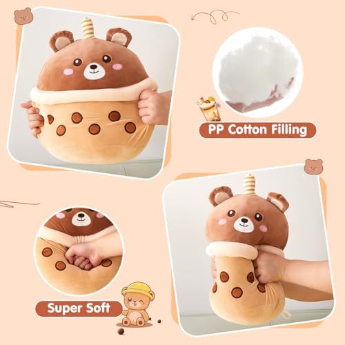 Boba Bear Plush Pillow - 12 Inch