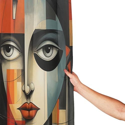 DAOWANGZUO Boho Face Shower Curtain Set Luxury Oil Painting Design