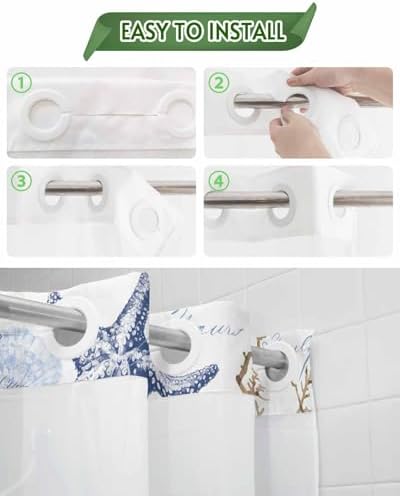 No Hooks Shower Curtain Set Waterproof and Super comfy for Your Bathroom