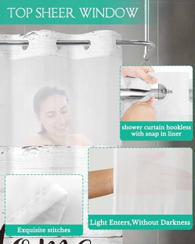 Prime Leader Rustic Bee Bath Shower Curtain with Snap-in Liner