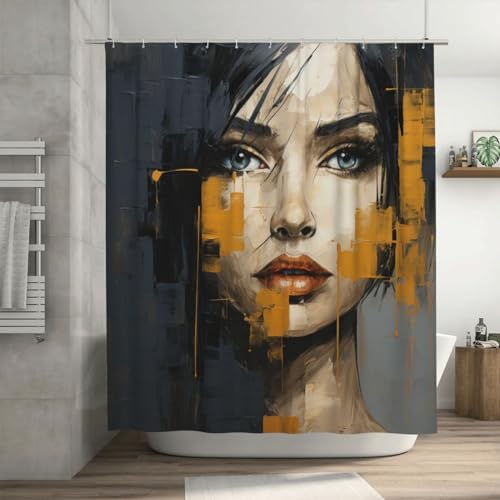 DAOWANGZUO Luxury Oil Painting Boho Face Shower Curtain Set