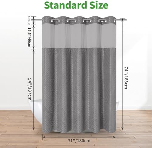 Together Bath Grey no Hook Shower Curtain Set Boho Style