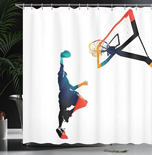 Ambesonne Sports Shower Curtain Basketball Mural 69 W x 70 L