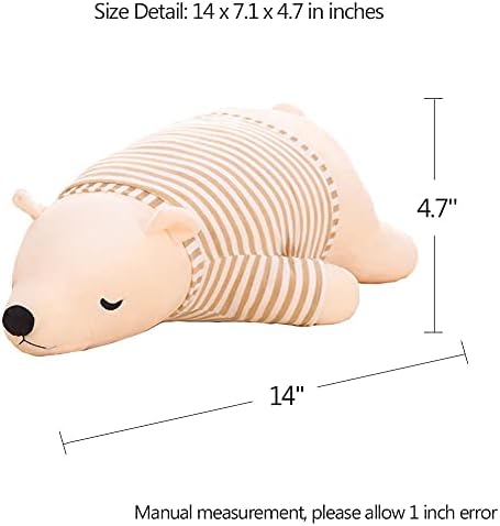 White 14-inch Stuffed Polar Bear Sleepy Plush Toy for Kids Adults