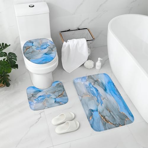 Gibelle 4-Piece Bathroom Set with Bath Curtain Rugs More