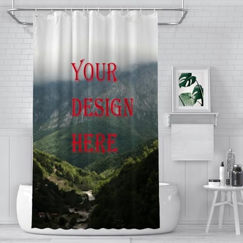 Personalized Shower Curtain with 12 Hooks - 55x72 Inch