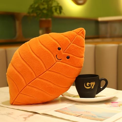 Soft Plush Orange Leaf Pillow for Home Decor