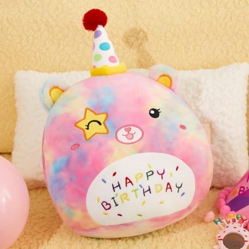 Happy Birthdays with Peace Bear Plush Pillow