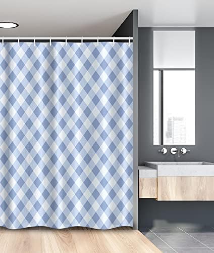 Ambesonne Geometric Stall Shower Curtain Set with Hooks 54x78 Slate Blue Pale Blue
