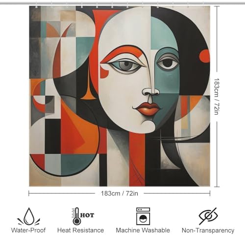 Abstract Boho Shower Curtain Luxury Oil Painting RedBlackBlue