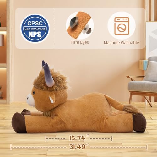 MaoGoLan 32-inch Big Highland Cow Plush Pillow