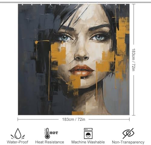 DAOWANGZUO Luxury Oil Painting Boho Face Shower Curtain Set
