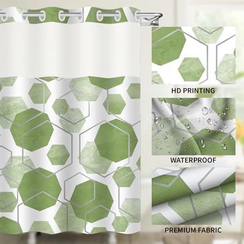 Elegant Sage Green Geometric Shower Curtain