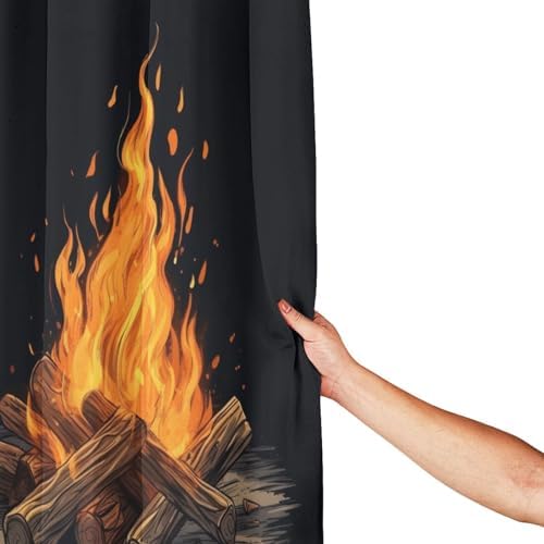 Bonfire Shower Curtain Set with 12 Hooks 72x72in