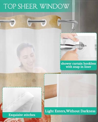 No-Hook Waterproof Shower Curtain Set